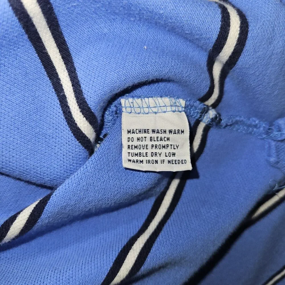 Polo Ralph Lauren Mens Blue Stipe Polo Shirt Size L Cotton Classic Preppy
